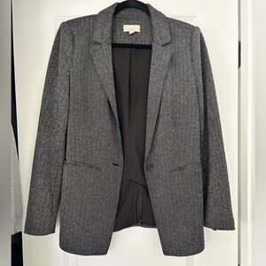 LOFT Herringbone Blazer in Black and White